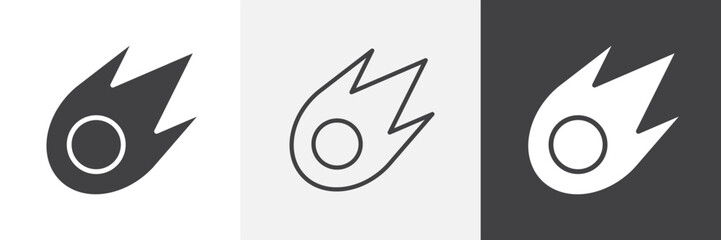 Comet icon flat outline in black © ramsey