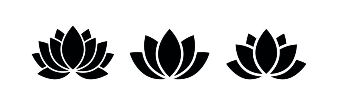 Lotus flower icon set.