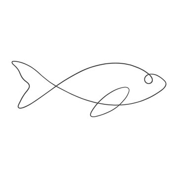 Continuous line drawing of swimming fish minimalist aquatic animal vector illustration