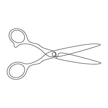Continuous line drawing of open scissors shears minimalist tailor tool vector illustration