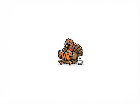The turkey reads a book 