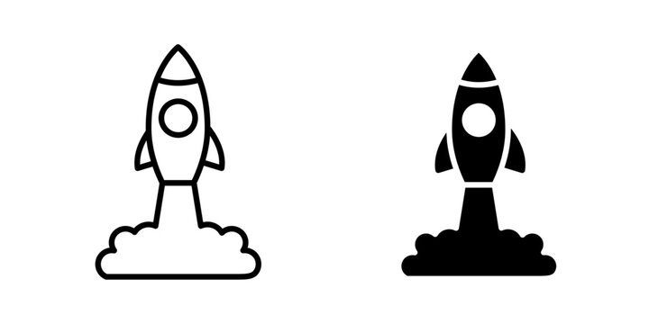 Rocket Launch Icon represents innovation, ambition, startup growth, exploration, progress, technology, and launching new ideas or ventures.
