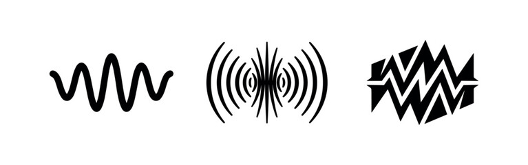Fototapeta premium Sound Wave Oscillation and Audio Signal Icons