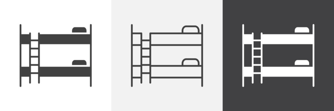 Bunk bed icon flat outline in black