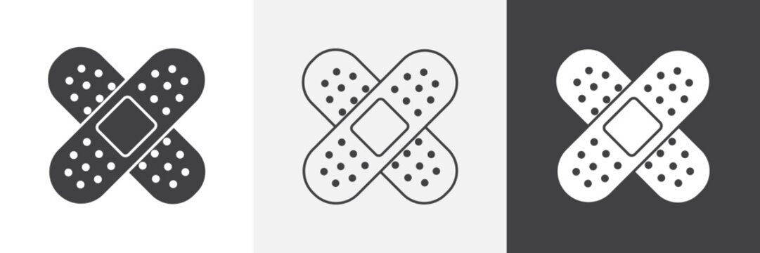 Band aid icon flat outline in black