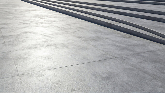 Urban Abstract Textured Concrete Pavement and Geometric Steps