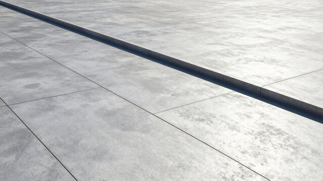 Modern Grey Polished Concrete Floor with Linear Drain