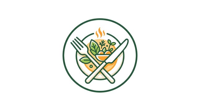 A minimalist circular logo icon representing healthy eating, organic food, and diet programs