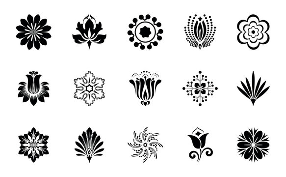 Flower icons set. Isolated elements for design. Vector graphics. Flower collection