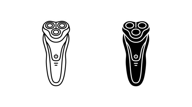 Electric shaver icons set isolated on transparent background