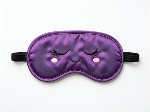 Purple silk sleep mask on white