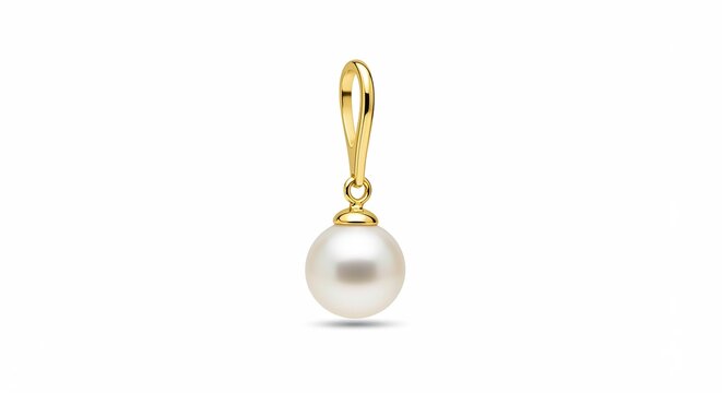 Elegant Pearl and Gold Pendant: A classic pearl pendant, featuring a lustrous white pearl suspended from an exquisite gold bail, symbolizes timeless beauty and sophistication.