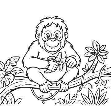 Little orang utan vector illustration