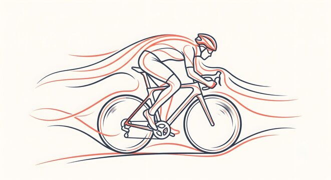 Aerodynamic airflow streamline vectors around bicycle frame on off-white background