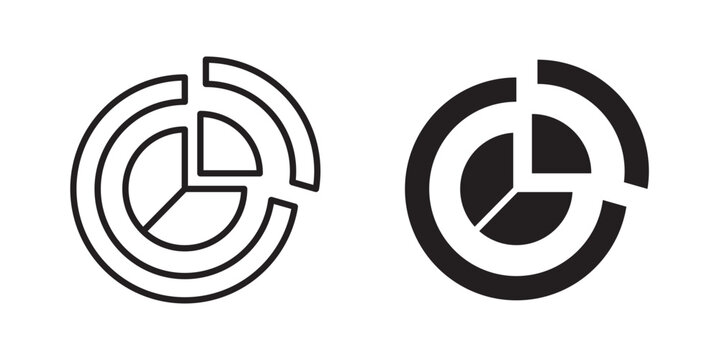 Market share icon flat outline in black