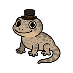 Fototapeta premium Cute Gecko Wearing a Top Hat