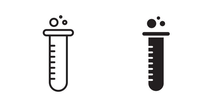 Test tube icon flat outline in black