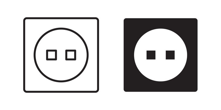 Round socket icon flat outline in black