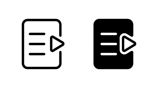 Playlist icon set, media file list symbols isolated on transparent background