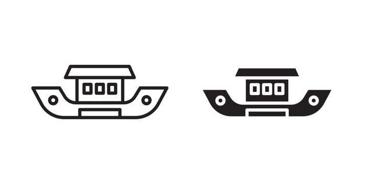 Noah Ark icon flat outline in black