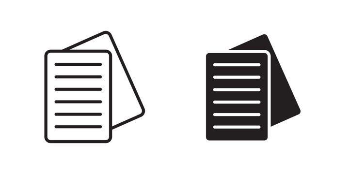 Notes icon flat outline in black