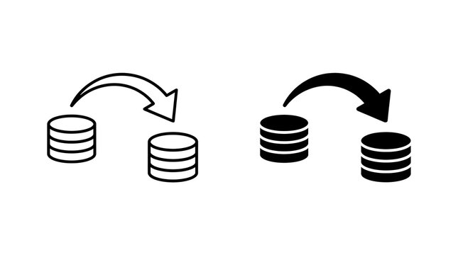 Database migration icon set isolated on transparent background