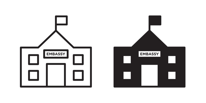 Embassy icon flat outline in black