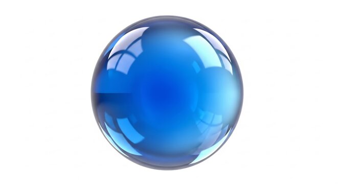 Crystal Orb Reflection: A flawless blue crystal orb captures ambient light, reflecting a distorted world within its smooth, transparent surface. This abstract object evokes mystery and wonder.