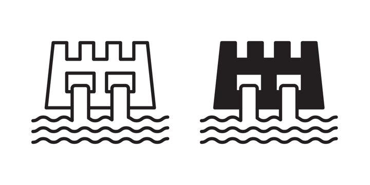 Dam icon flat outline in black