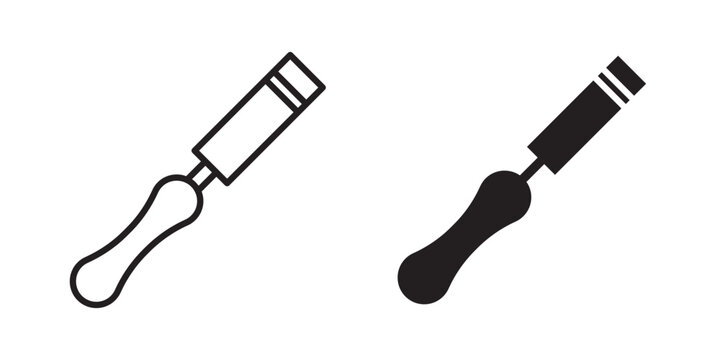Chisel icon flat outline in black