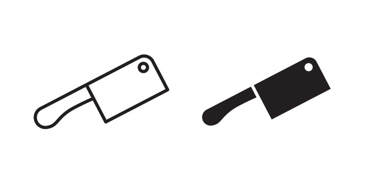 Butcher knife icon flat outline in black