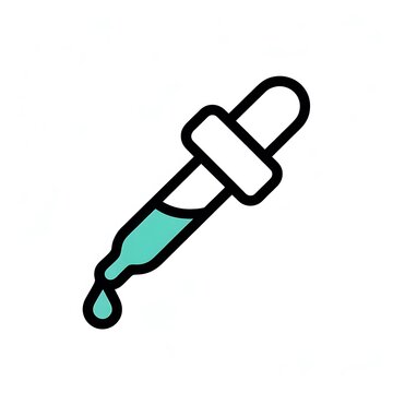 Medical glass dropper icon with green liquid drop