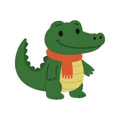 Obraz premium Cute Alligator Wearing a Scarf