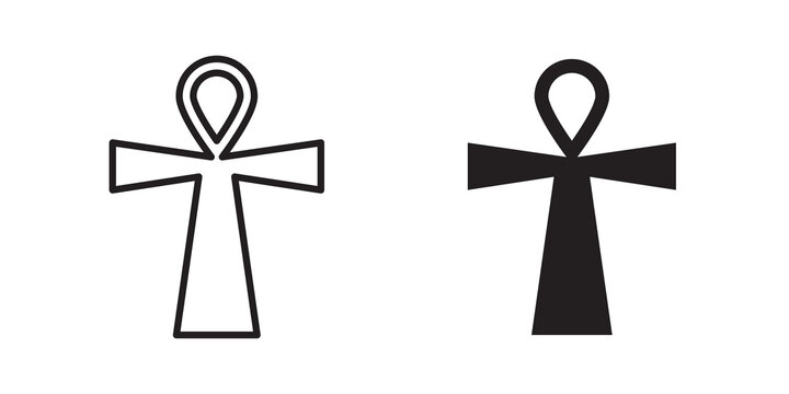 Ankh icon flat outline in black