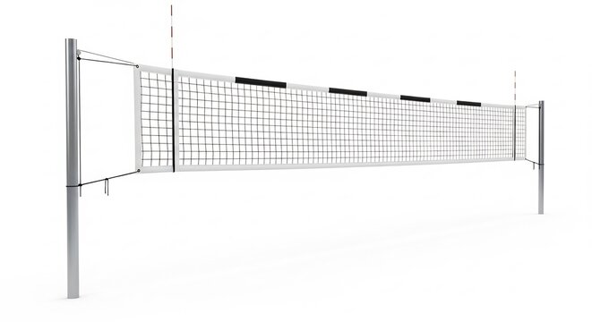 Volleyball Net on Field: A regulation volleyball net stands tall on an empty court, ready for the next game, with its sturdy poles and taut netting promising exciting rallies.