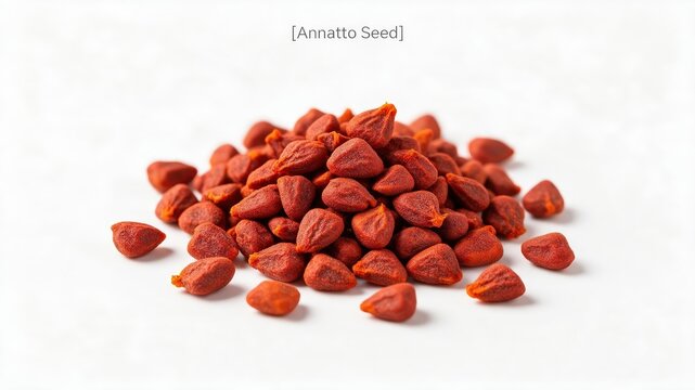 Close Up of Annatto Seeds in a Pile on White Background