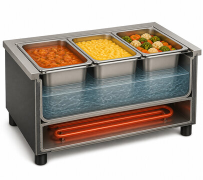 Bain marie hot holding water jacket illustration
