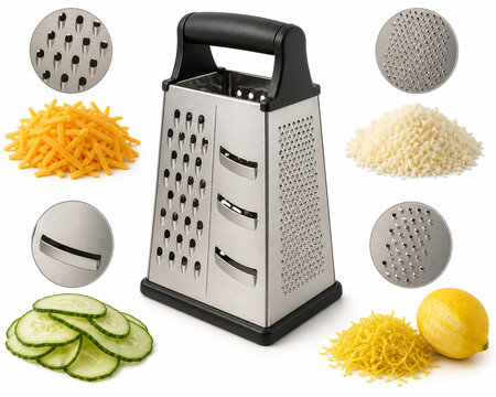 Box grater shred size surfaces illustration