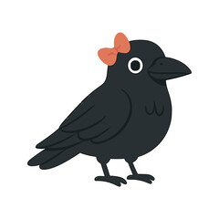 Fototapeta premium Cute Crow With Orange Bow