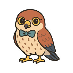 Fototapeta premium Cute Kestrel Bird with Bow Tie