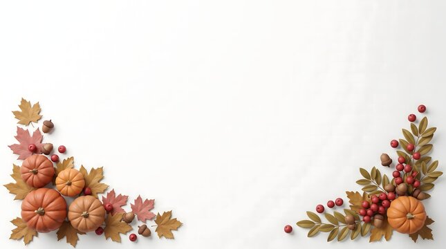 A beautiful thanksgiving border featuring autumn florals and fruits perfect for invitations cards or festive digital designs