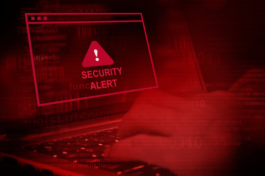 AI Malware attack virus alert , malicious software infection , cyber security awareness training to protect business information from threat attacks