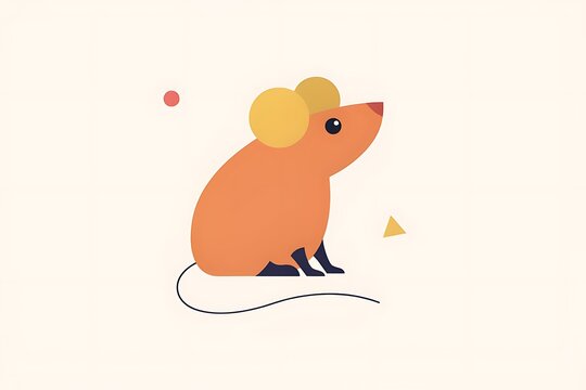 Cute minimalist orange mouse flat vector illustration cute animal graphic design