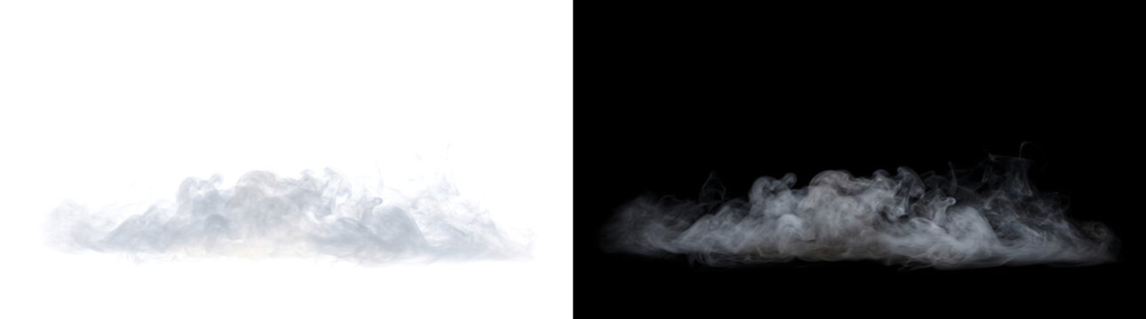 Smoke cloud floating isolated with soft billowing shape for cinematic use in PNG, Transparent and Black Background Versions