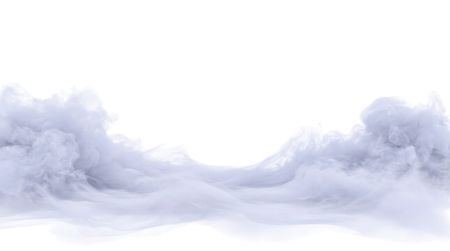 Smoke floor rolling in soft pale waves across the full width saved as a PNG with transparent background