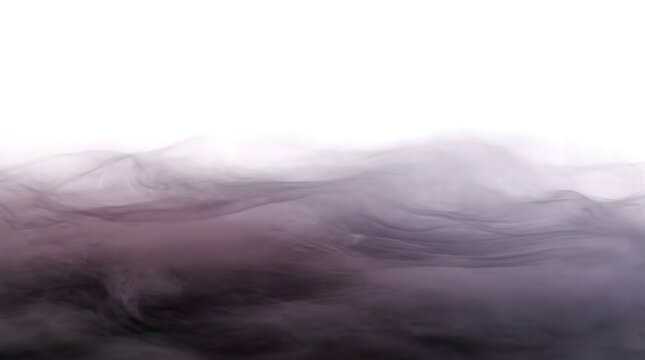 Dark purple smoke drifts and rolls softly across the frame forming a smooth misty cloud saved as a PNG with isolated transparent background