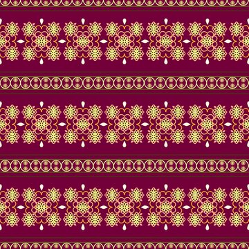 Red Thai Pattern Traditional Folk Fabric Stripe Style