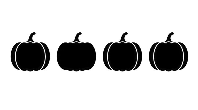 Four black and white pumpkin icons in a row