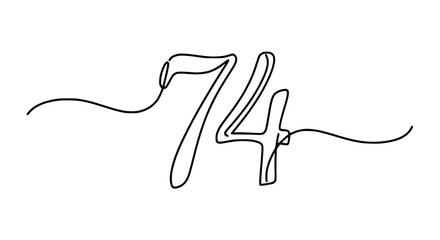 Obraz premium Continuous Line Art Number 74 Isolated on Transparent Background