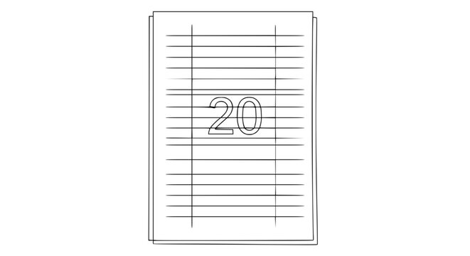 Numbered Document Page Isolated Transparent Background